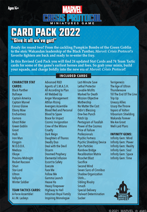 [FFGCA10] Marvel Crisis Protocol: Card Pack 2022 - Image 2