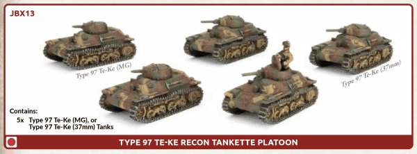 [JBX13] Japanese:  Type 97 Te-Ke Recon Tankette Platoon