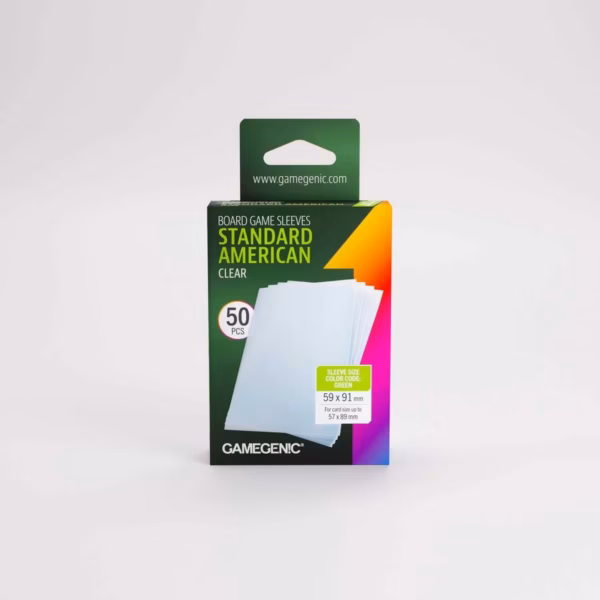 Gamegenic CLEAR Standard American Board Game Sized Sleeves 59 x 91